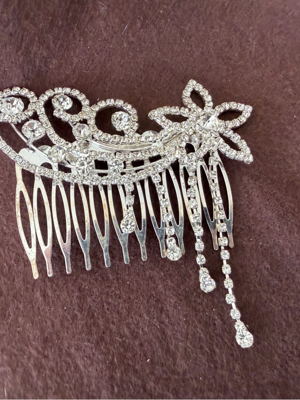 Rhinestone Bridal Hair Comb - Silver Crystal Accent